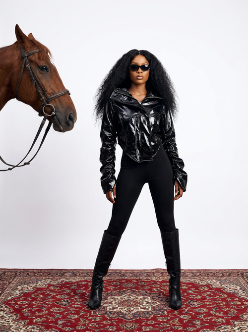 The Gloss Black Corset Jacket